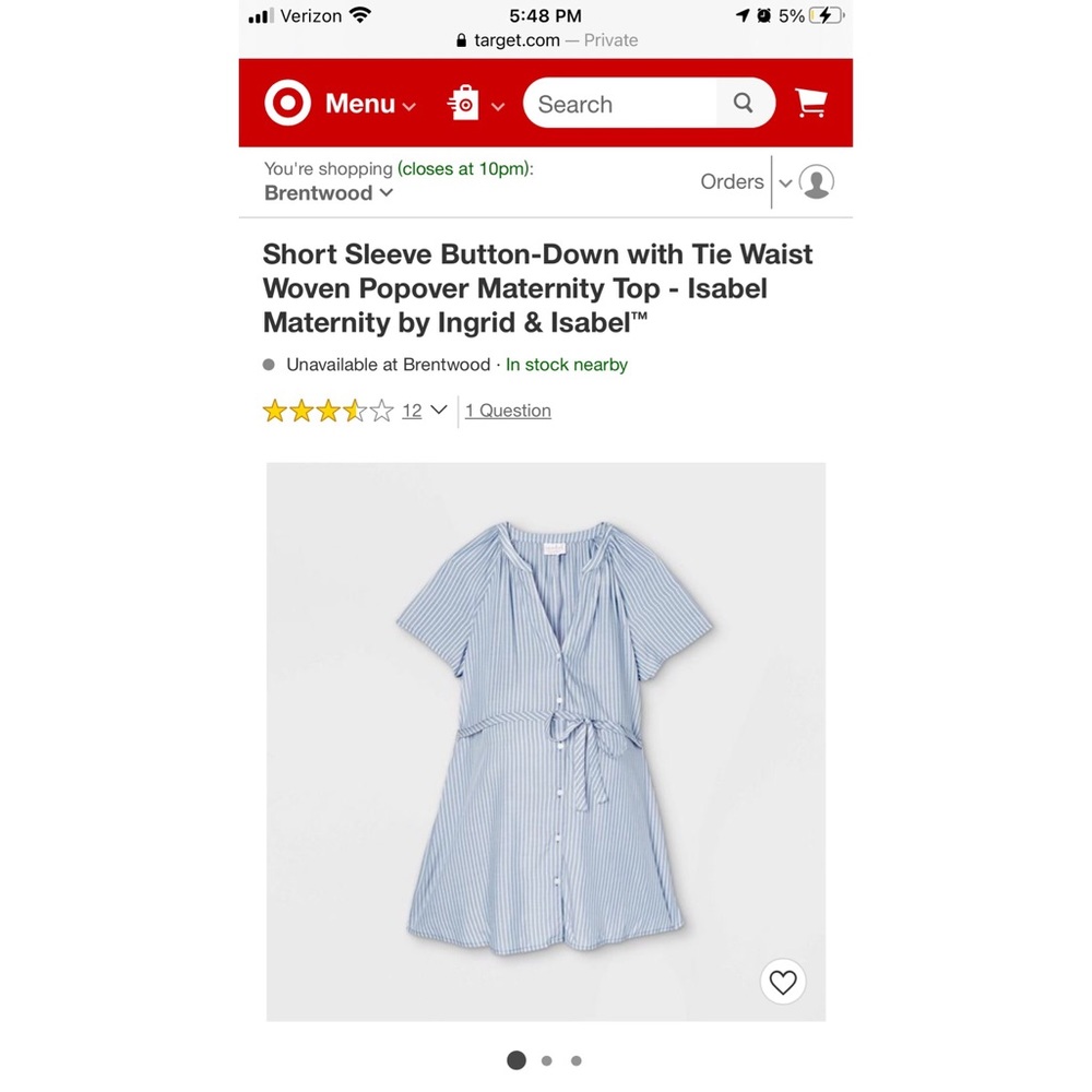 Blue & White Striped Button-Down Tie Waist Top